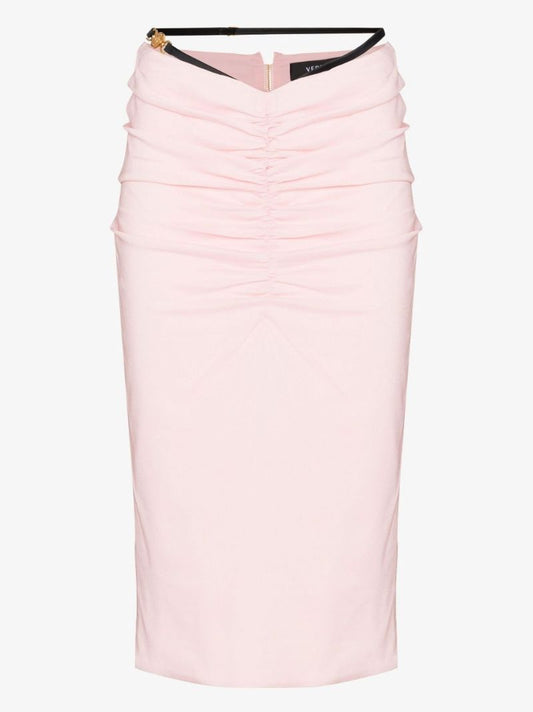 Pink Strap Detail Ruched Skirt