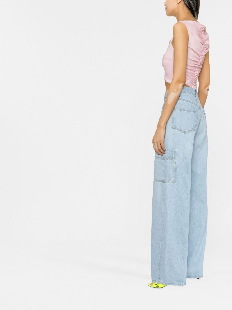 Pink Ruched Sleeveless Crop Top