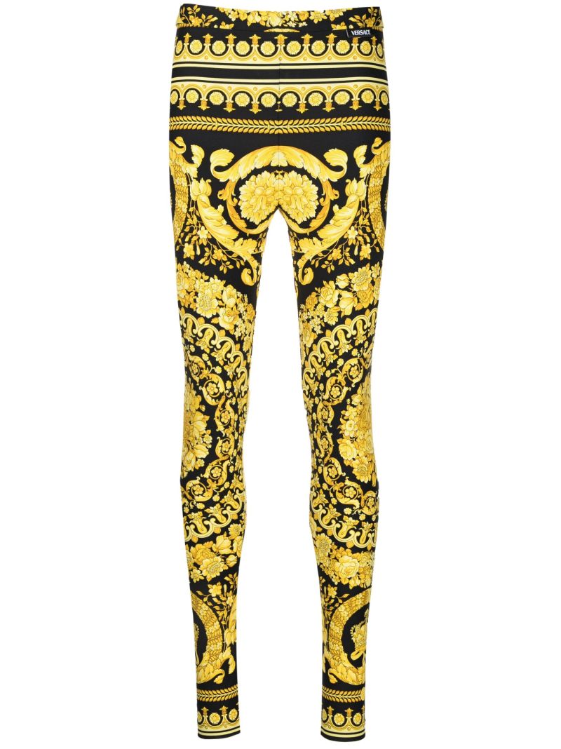 Black Barocco Print Leggings