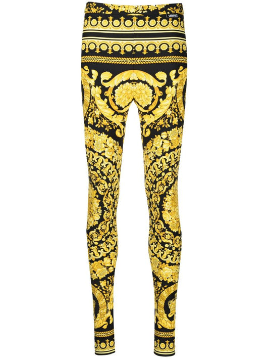 Black Barocco Print Leggings