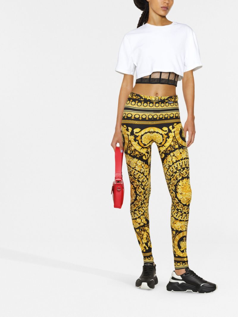 Black Barocco Print Leggings