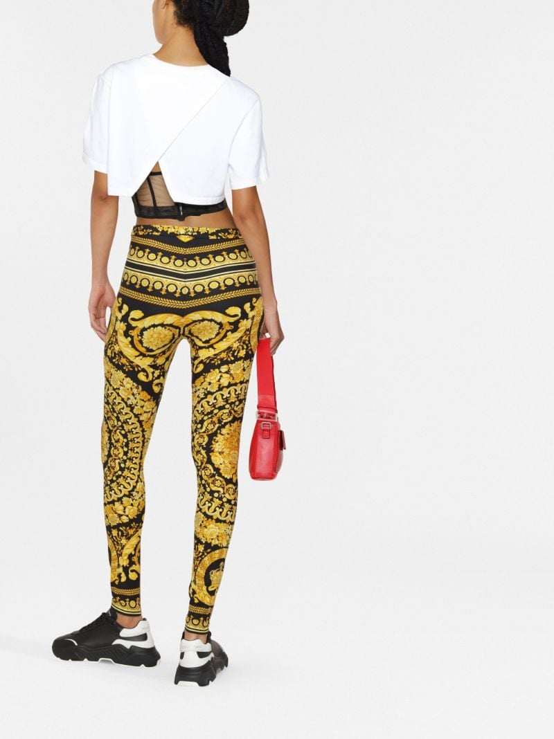 Black Barocco Print Leggings