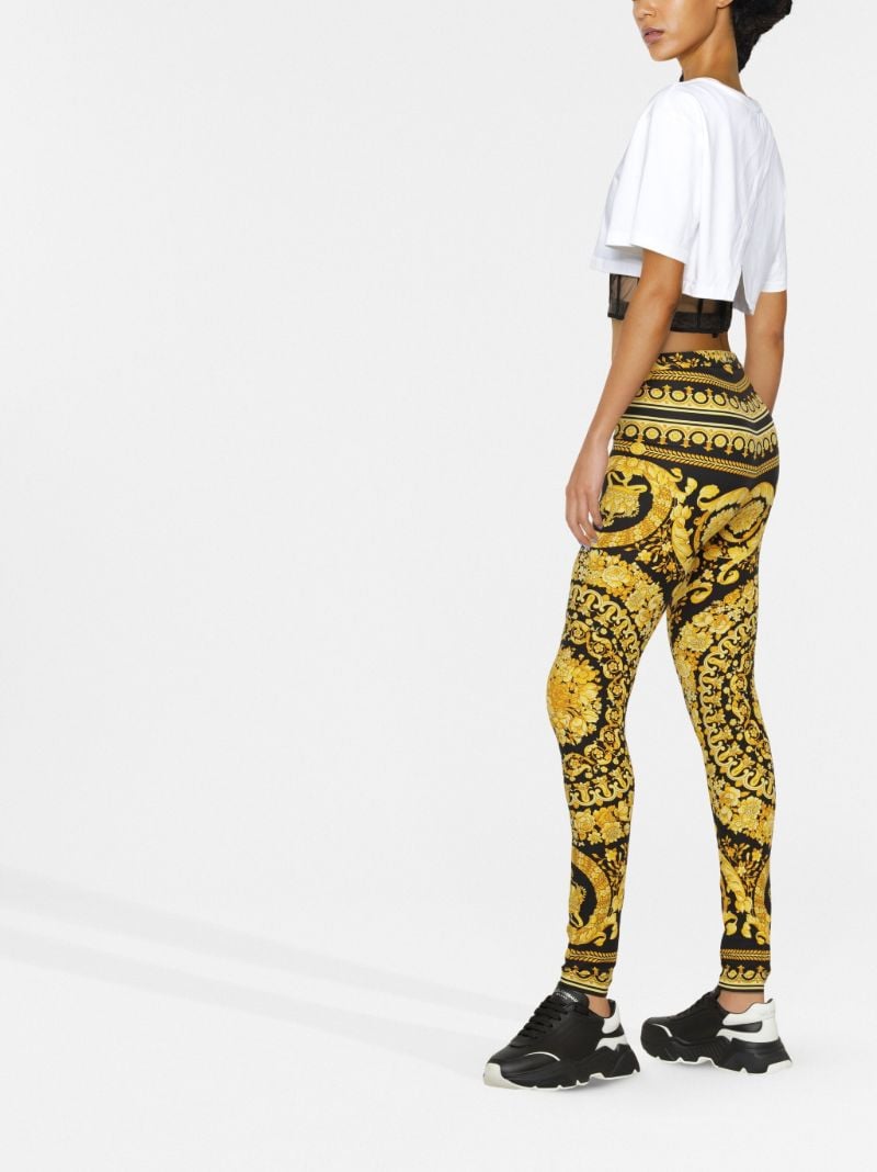 Black Barocco Print Leggings