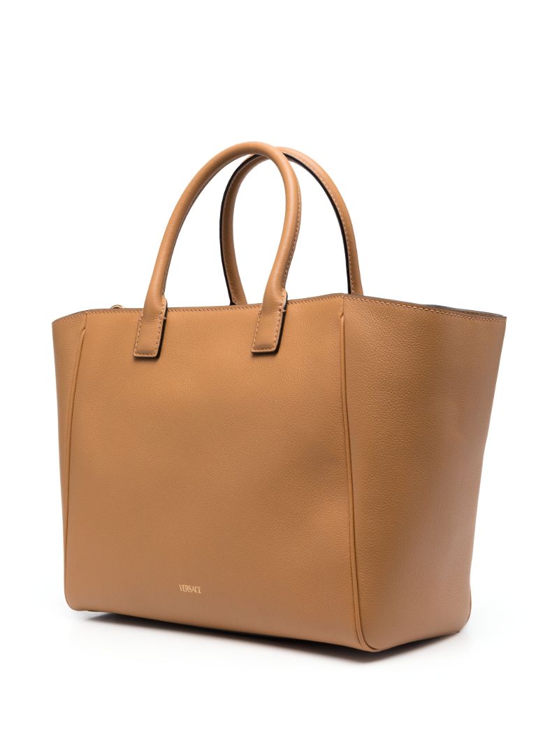 Brown Medusa Leather Tote Bag