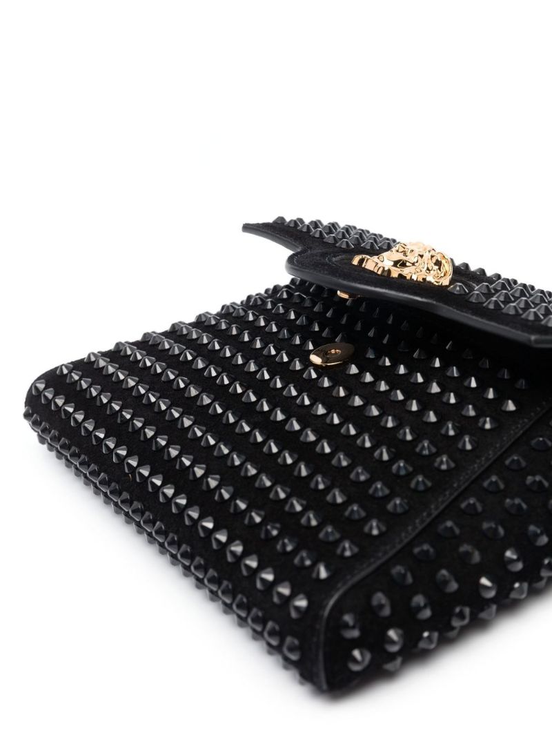 Black Embellished Medusa Head Wallet on Chain