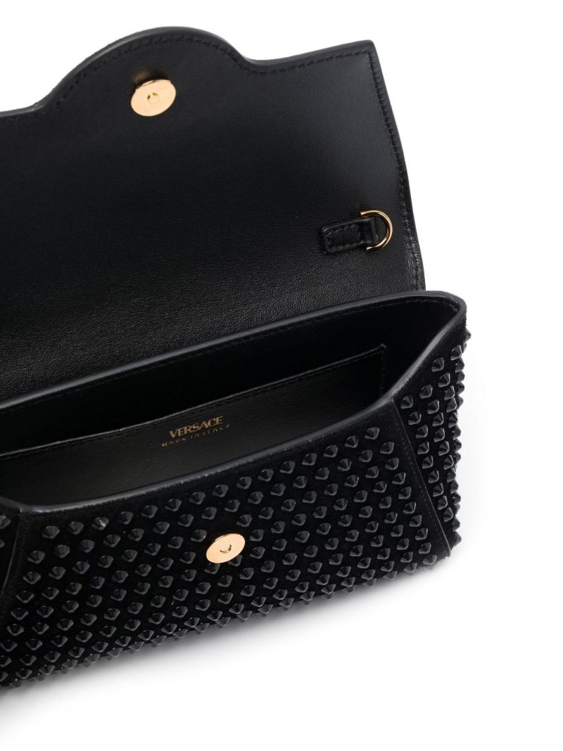 Black Embellished Medusa Head Wallet on Chain