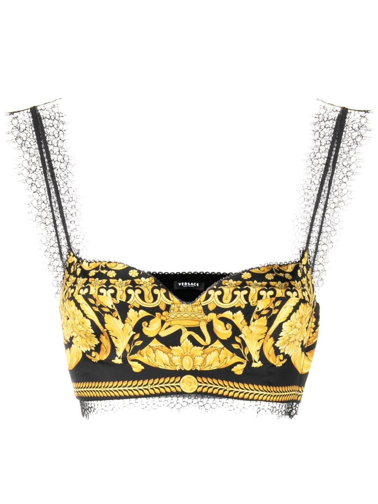 Black Barocco Print Bralette