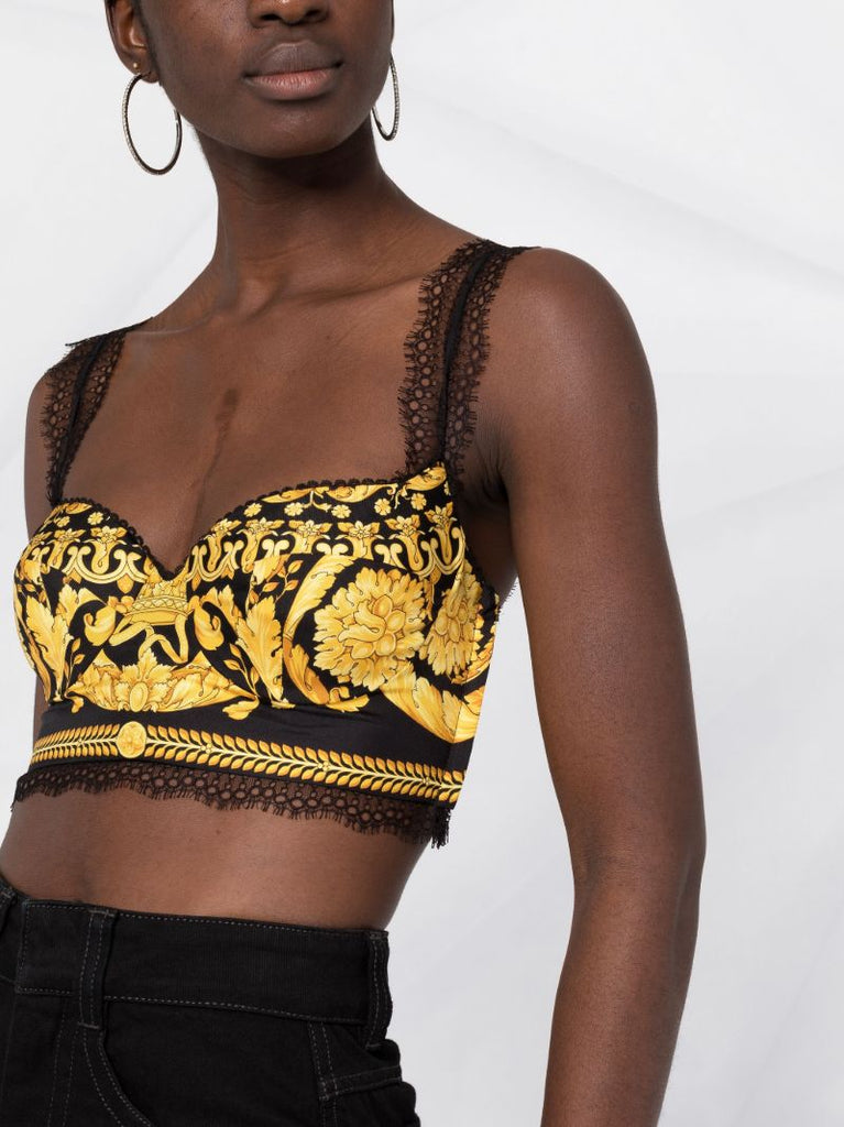 Black Barocco Print Bralette