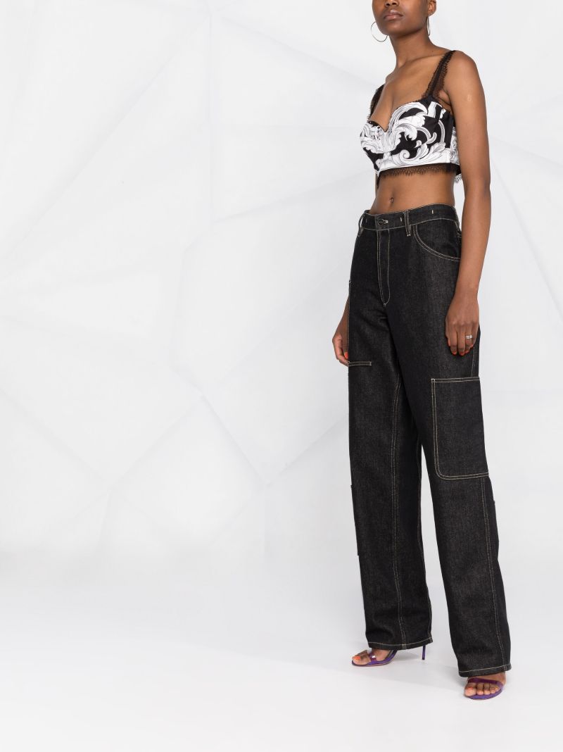 Black Baroque Silk Bralette Top
