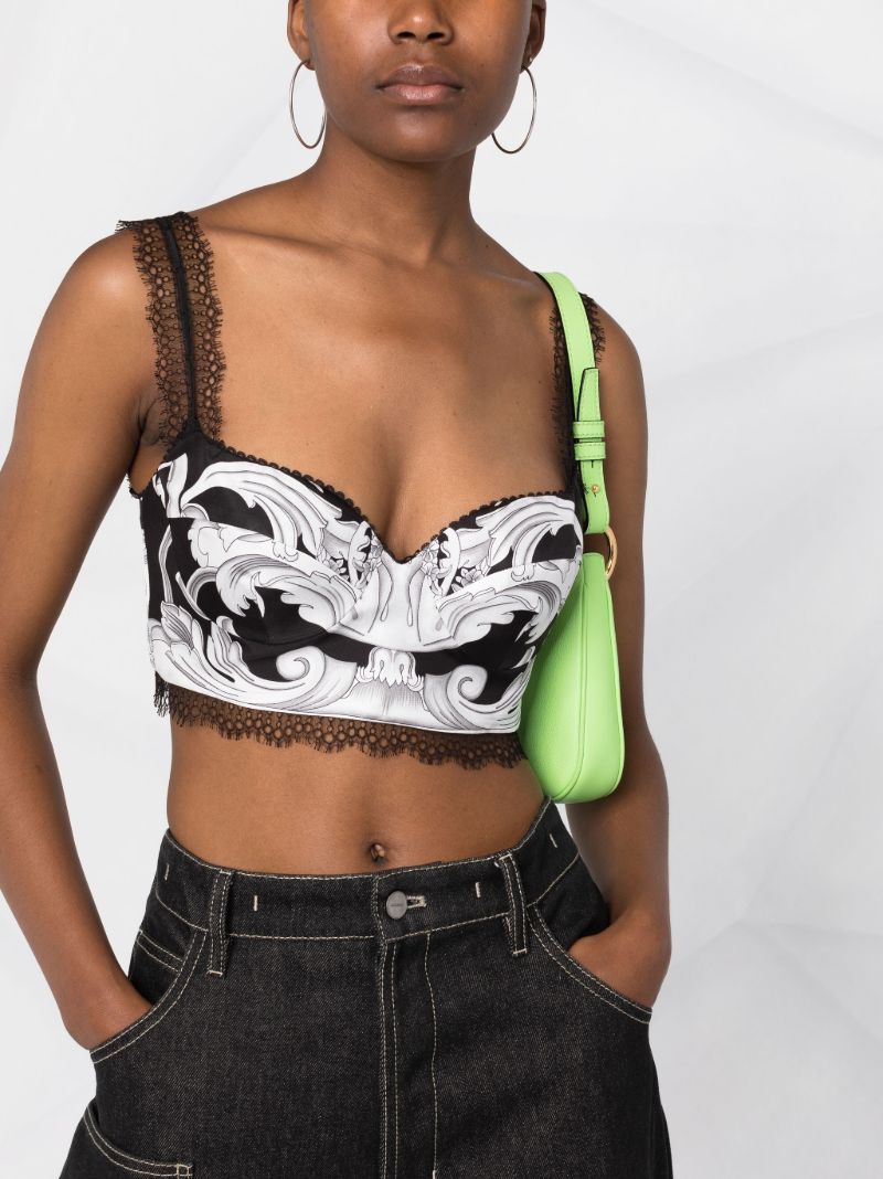 Black Baroque Silk Bralette Top