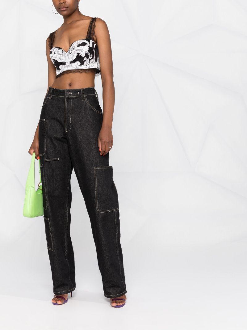 Black Baroque Silk Bralette Top