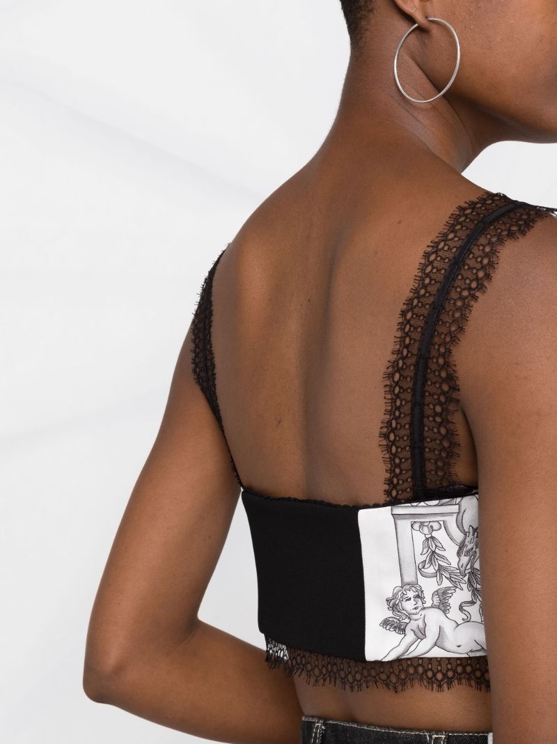 Black Baroque Silk Bralette Top