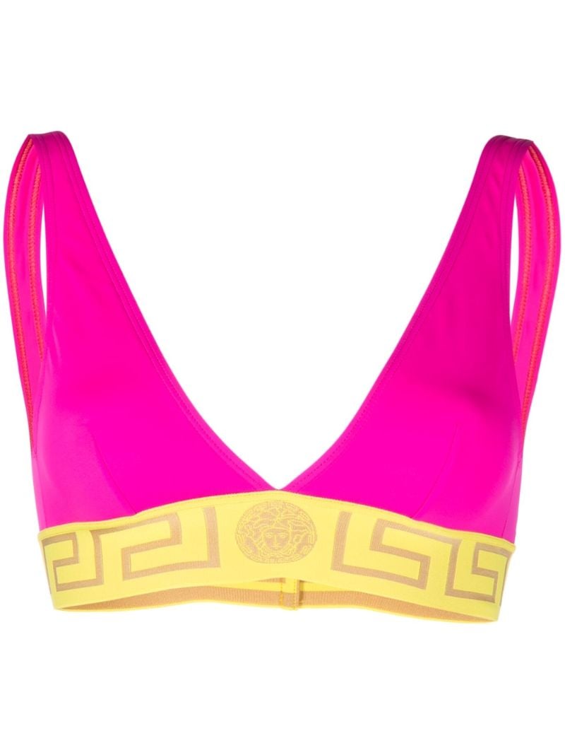 Pink Greca Triangle Bikini Top