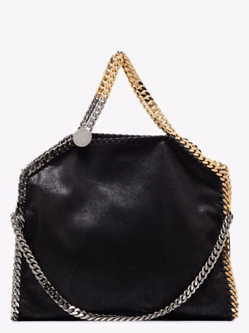 Black Falabella Large Faux Leather Tote Bag
