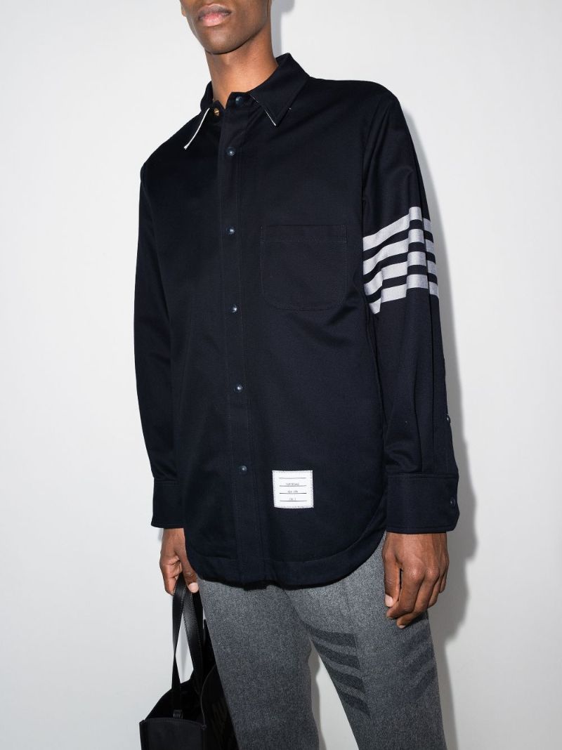 Blue 4-bar Stripe Logo Patch Shirt