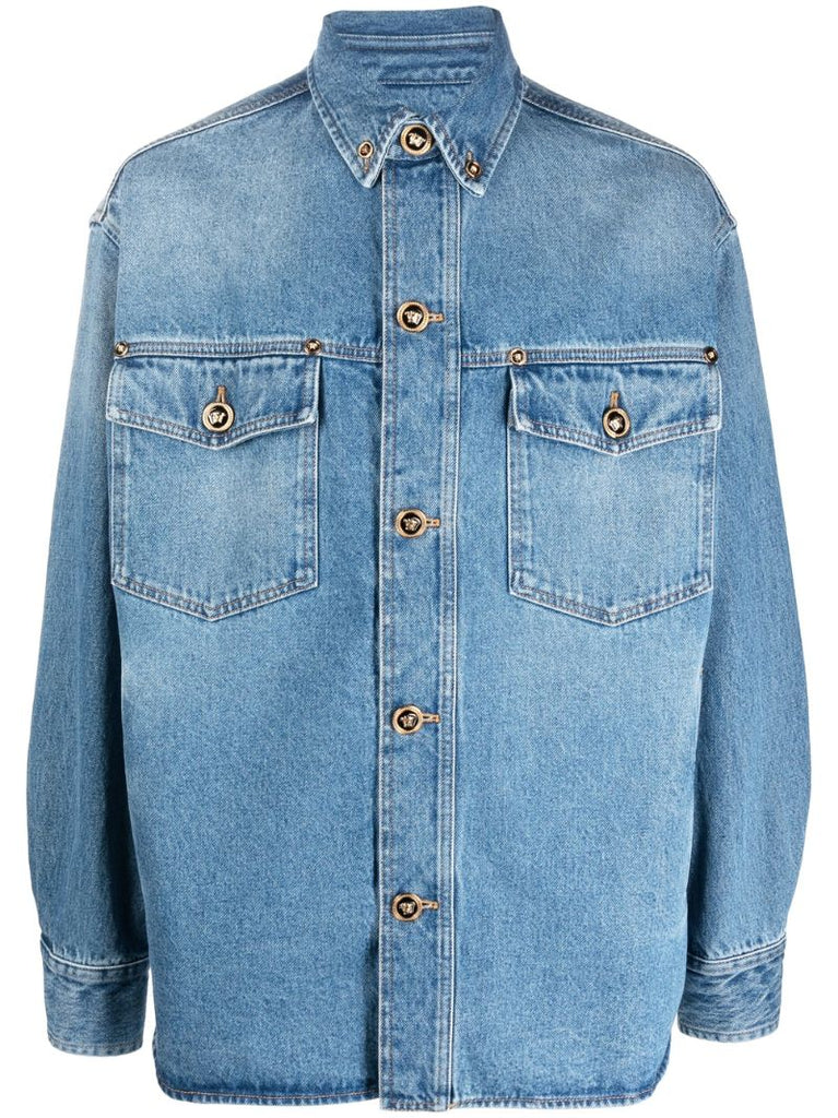 Blue Logo Button Denim Shirt