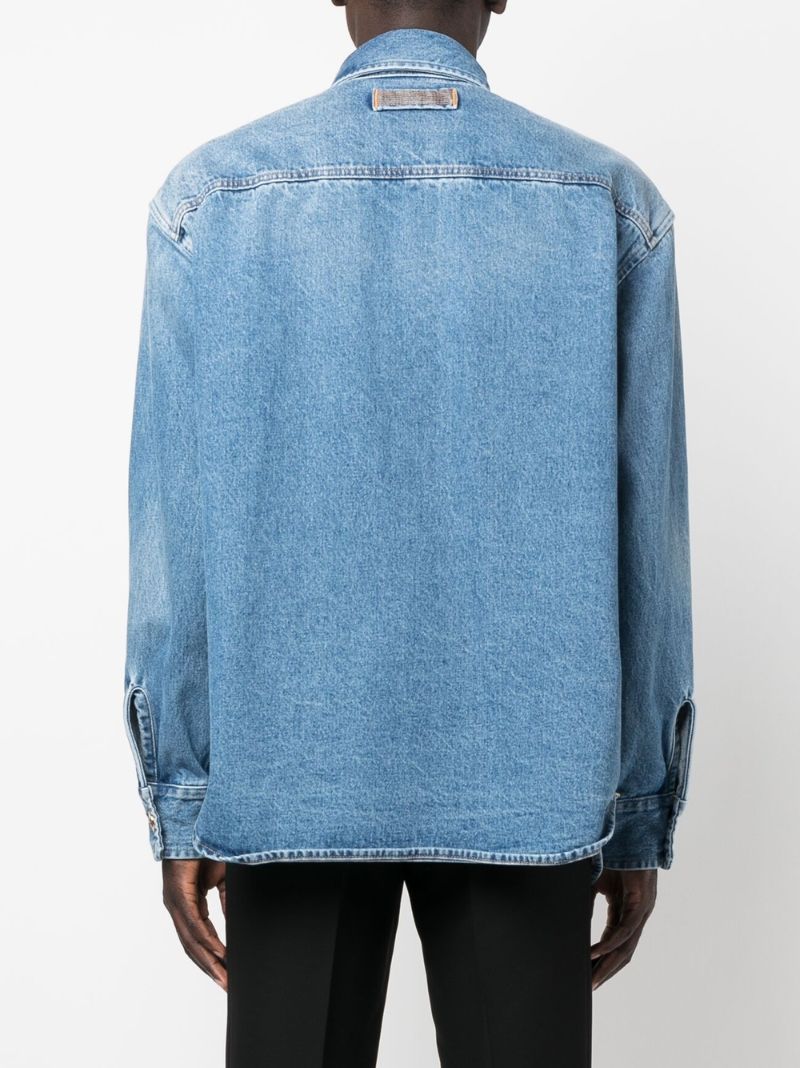 Blue Logo Button Denim Shirt