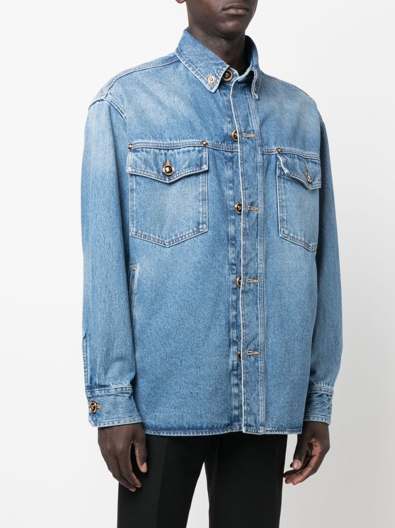 Blue Logo Button Denim Shirt
