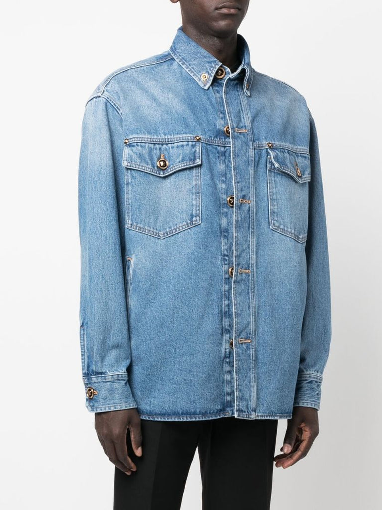 Blue Logo Button Denim Shirt