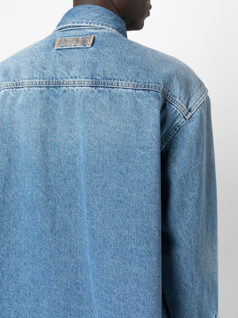 Blue Logo Button Denim Shirt