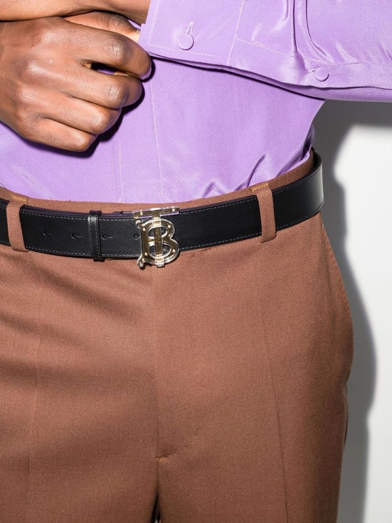 Black Monogram Motif Leather Belt