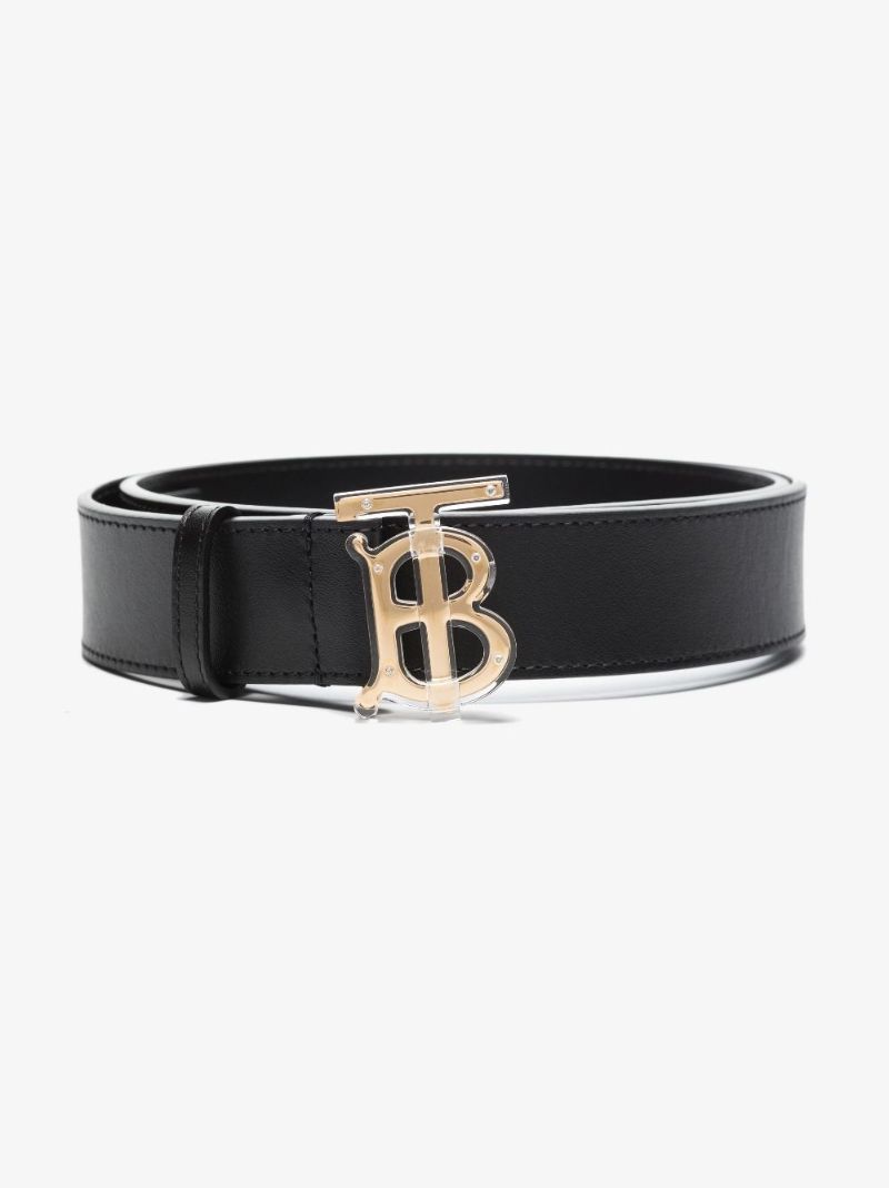 Black Monogram Motif Leather Belt