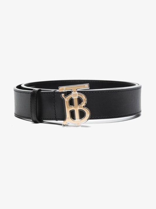 Black Monogram Motif Leather Belt