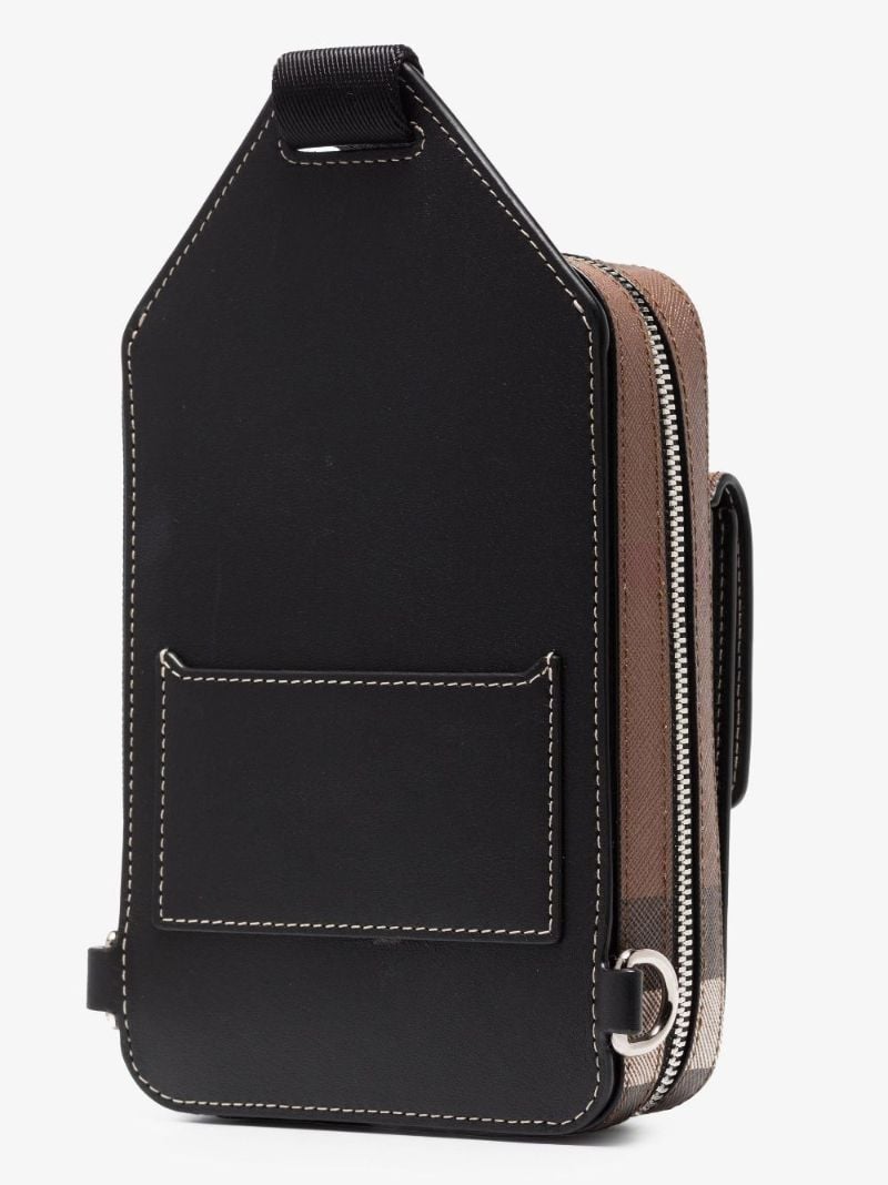 Brown Theo Check Leather Cross Body Bag