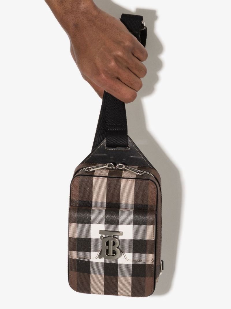 Brown Theo Check Leather Cross Body Bag