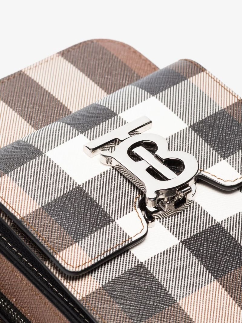 Brown Theo Check Leather Cross Body Bag