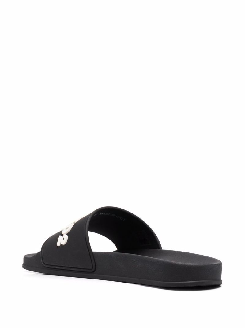 Black Embossed Logo Rubber Slides