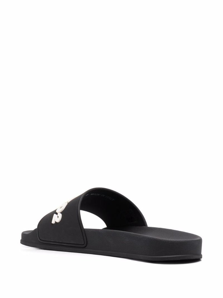 Black Embossed Logo Rubber Slides