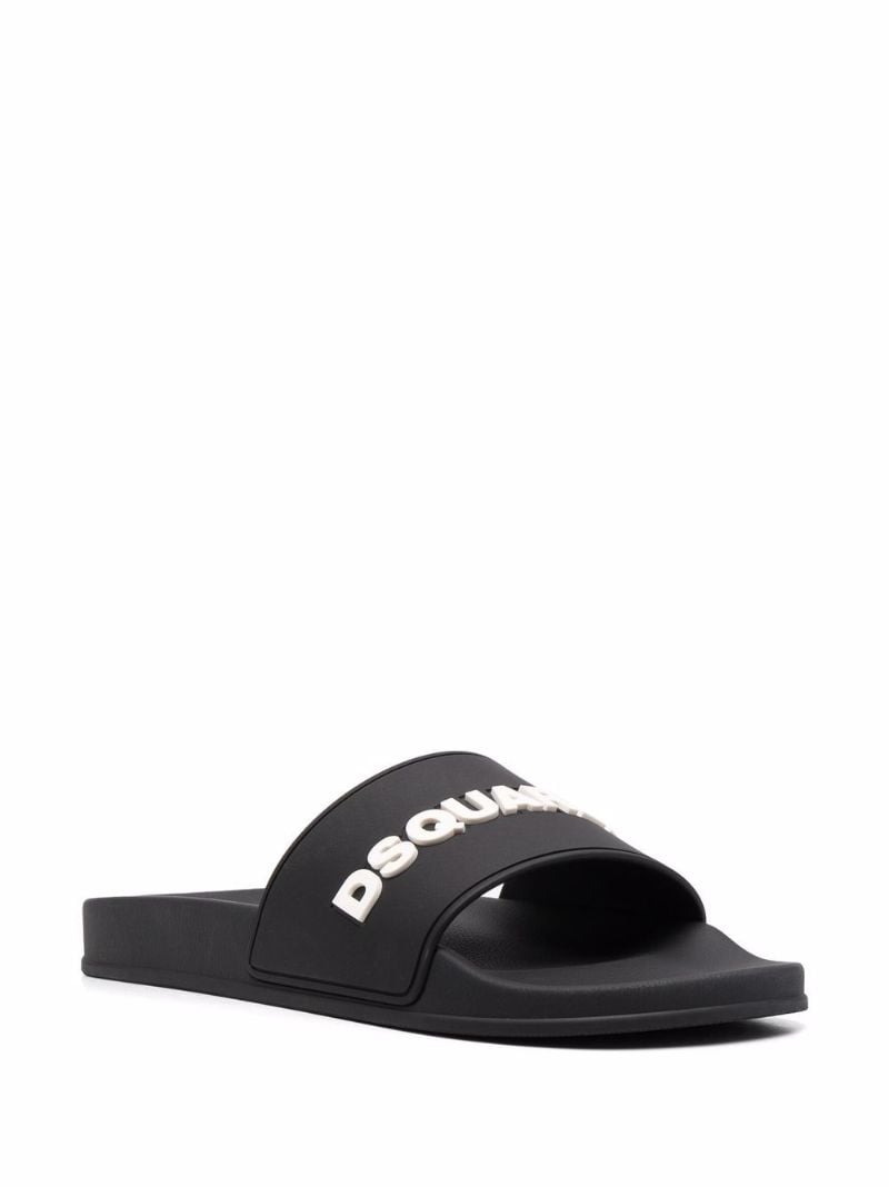 Black Embossed Logo Rubber Slides