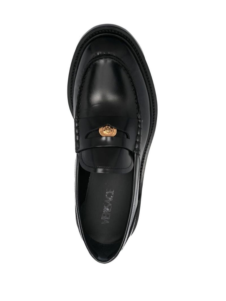 Black Medusa Head Plaque Loafers