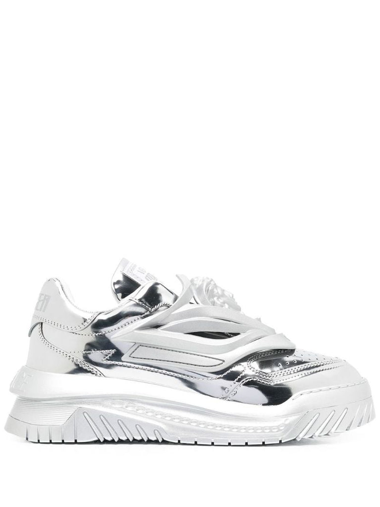 Silver Odissea Laminated-leather Sneakers