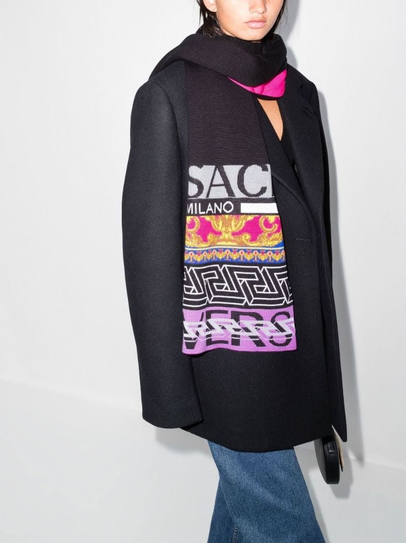 Black Multi Logo Print Scarf