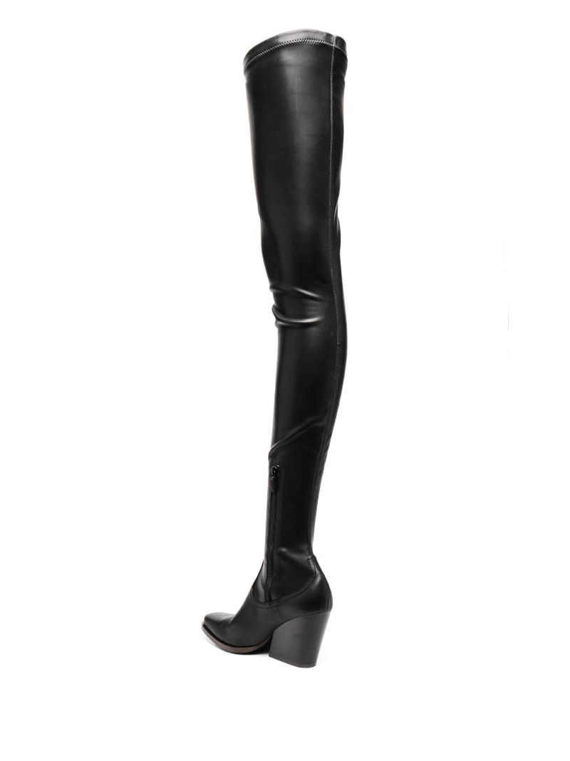 Black Cowboy 80 Faux Leather Thigh-high Boots