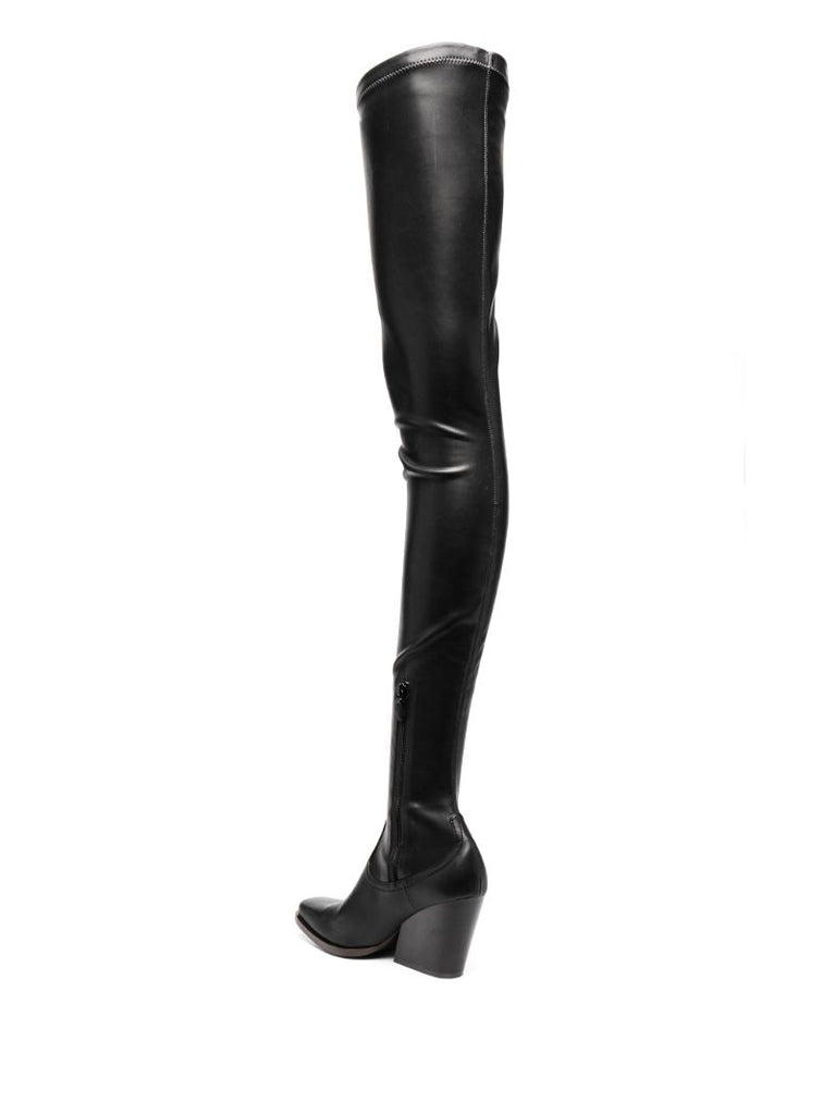 Black Cowboy 80 Faux Leather Thigh-high Boots