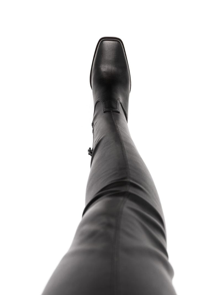 Black Cowboy 80 Faux Leather Thigh-high Boots