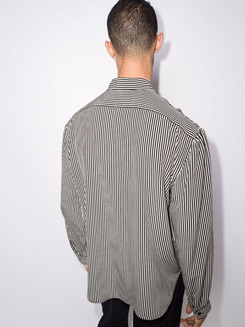 Black and White Striped Silk Shirt