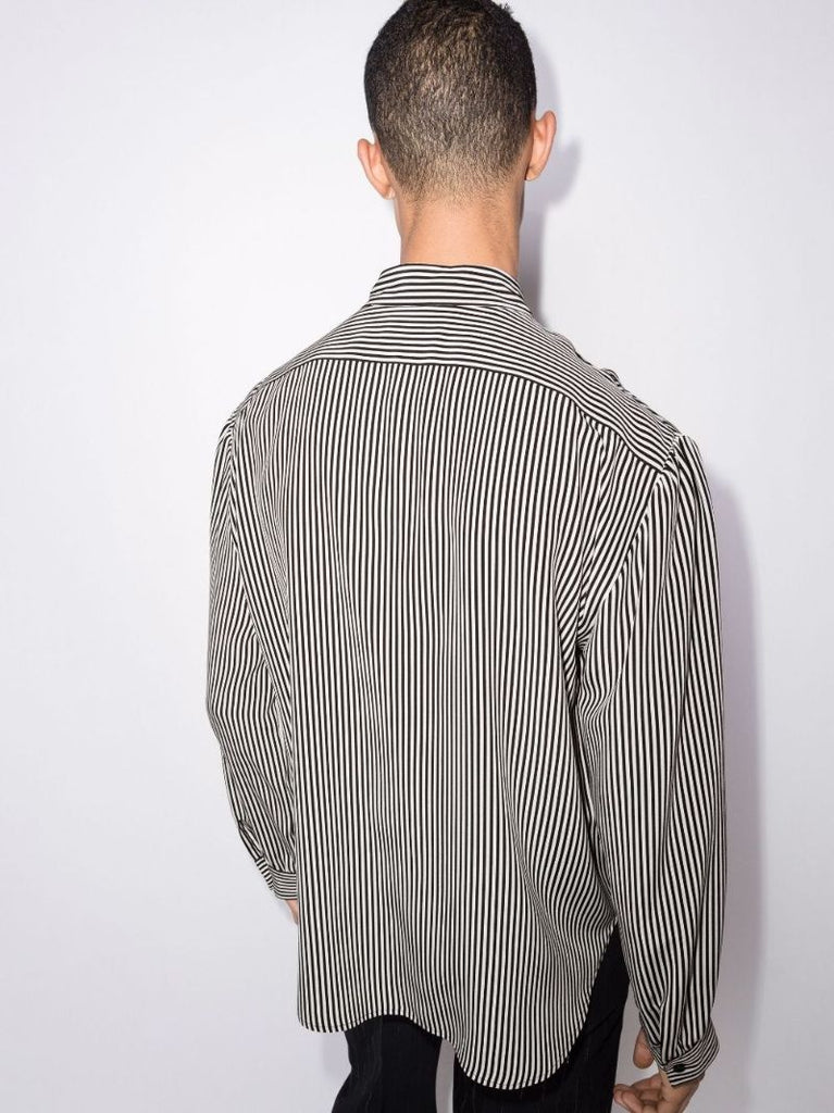 Black and White Striped Silk Shirt