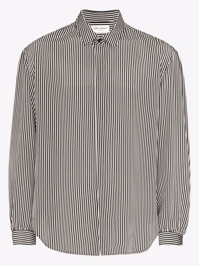 Black and White Striped Silk Shirt
