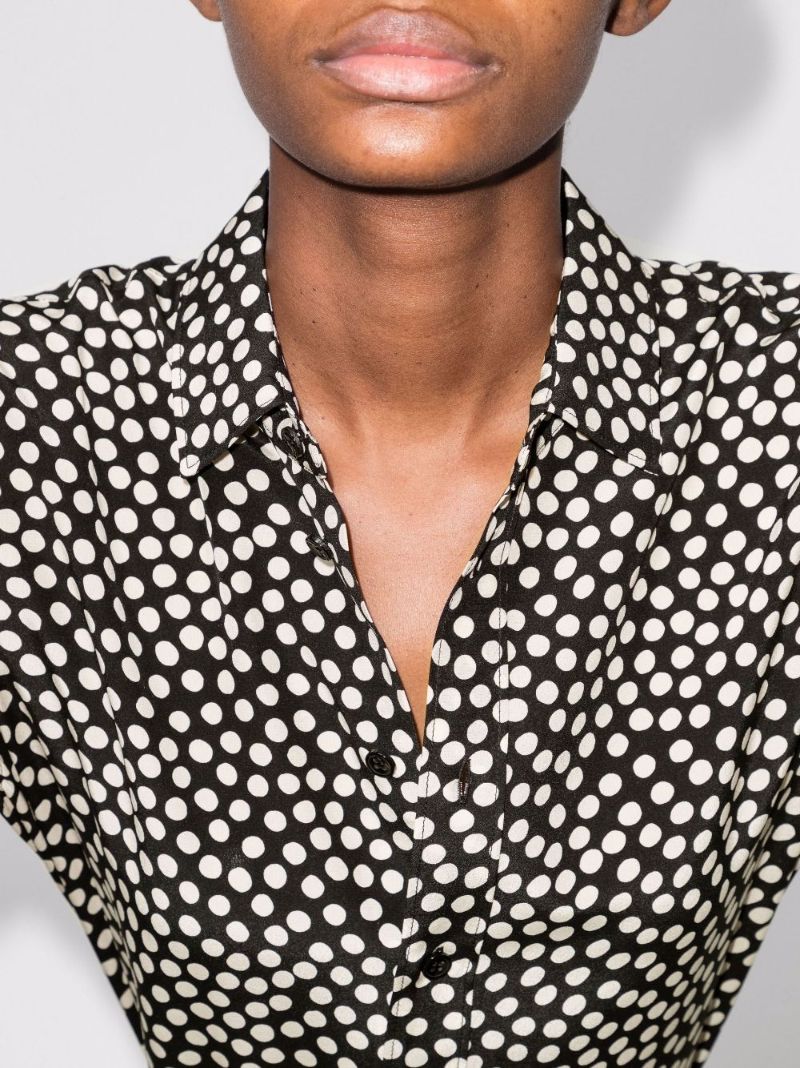 Black Polka Dot Silk Shirt