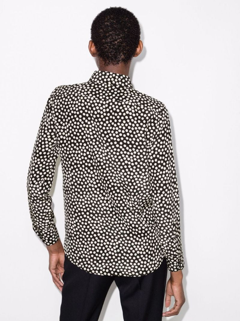 Black Polka Dot Silk Shirt