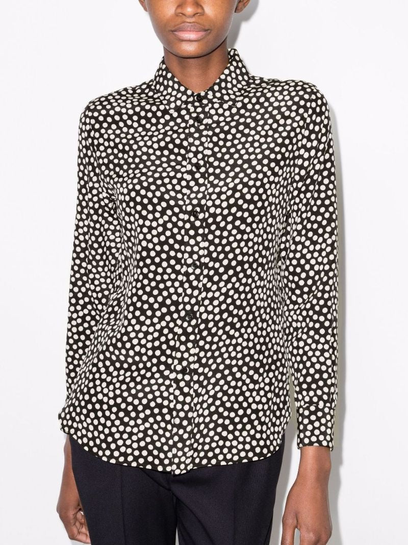 Black Polka Dot Silk Shirt