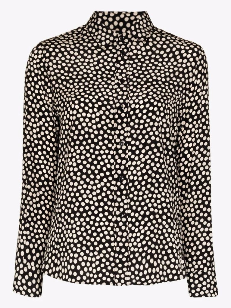 Black Polka Dot Silk Shirt