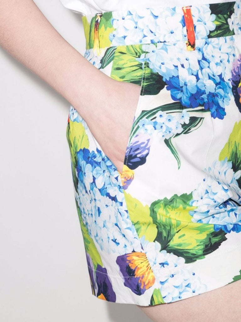 Hydrangea Print Cotton Shorts