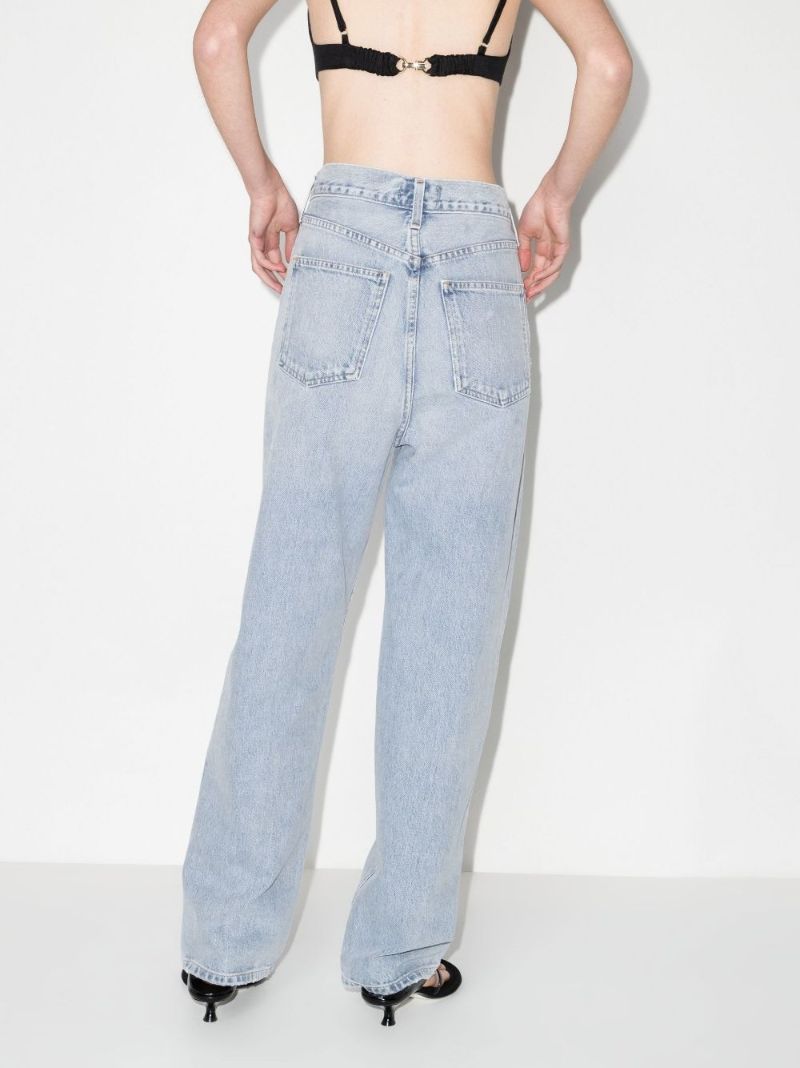 Blue Fold Waistband High-rise Jeans