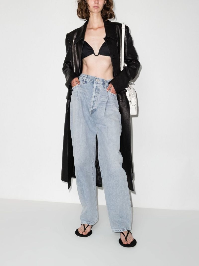 Blue Fold Waistband High-rise Jeans
