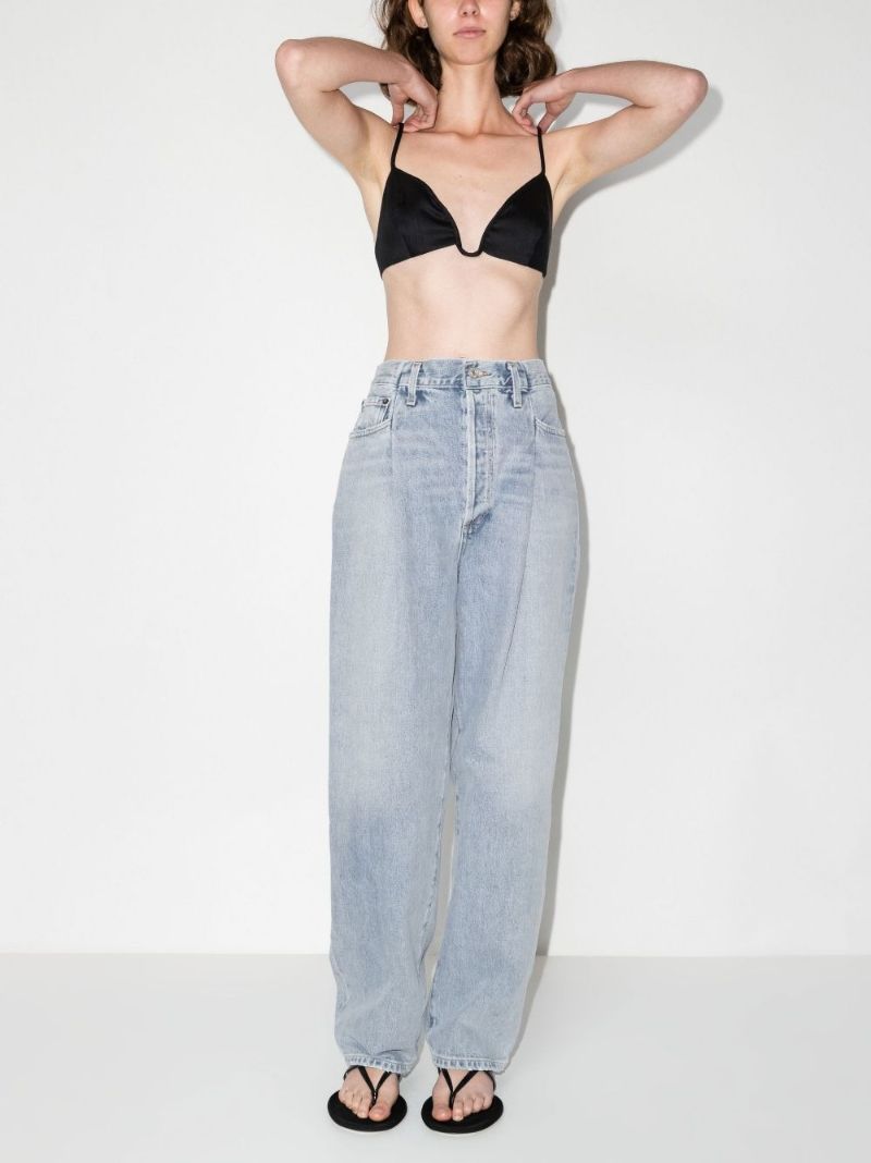 Blue Fold Waistband High-rise Jeans